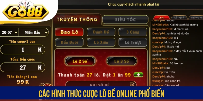 Các hình thức cược lô đề online phổ biến